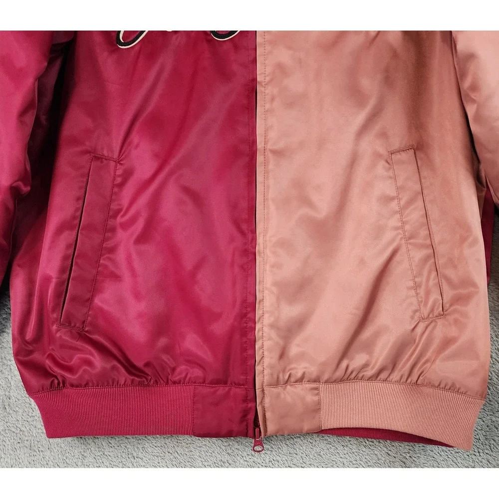 Jordan Flight Bomber Jacket Mens Medium Burgundy Pink Colorblock Zip Streetwear